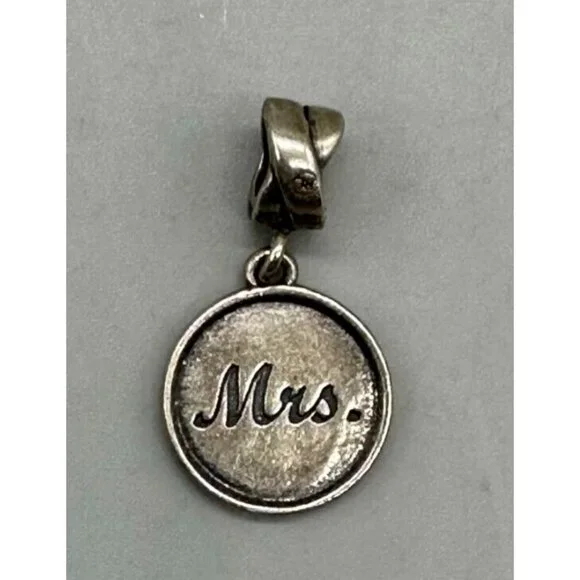 "Mrs" Bridal Charm 925 Sterling Silver Dangle Wedding Gift 1 in - Picture 2 of 10